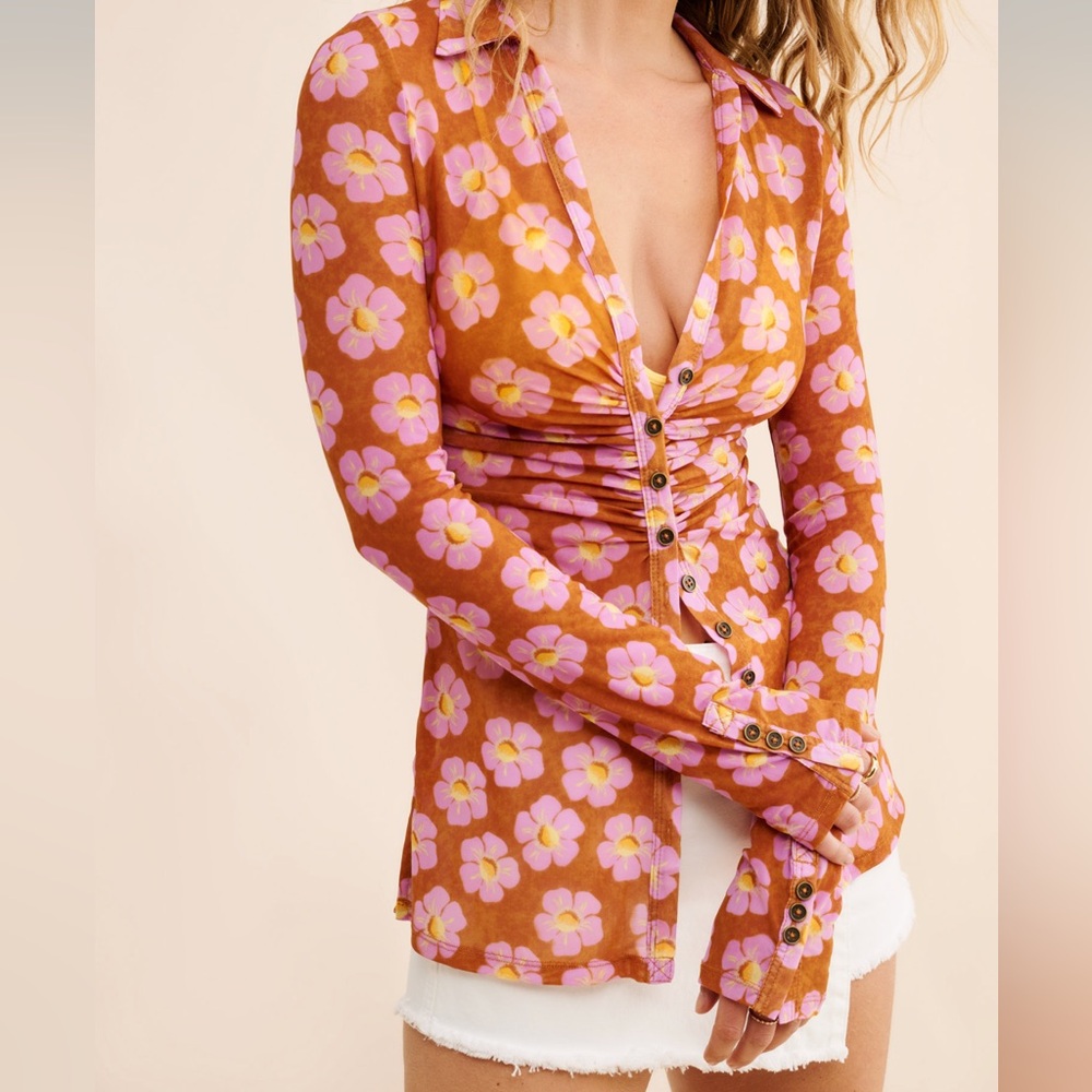 Free People Lucky Sheer Shirtee